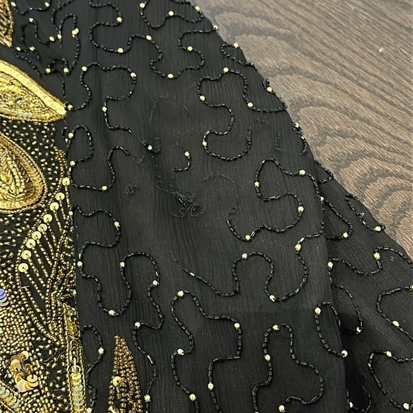 Vintage beaded black & gold top Large - Picture 6 of 7